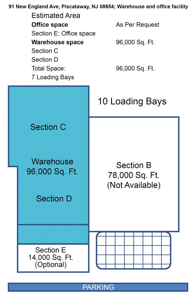 Industrial Space for Sublease: 91 New England Avenue, Piscataway, NJ 08854
